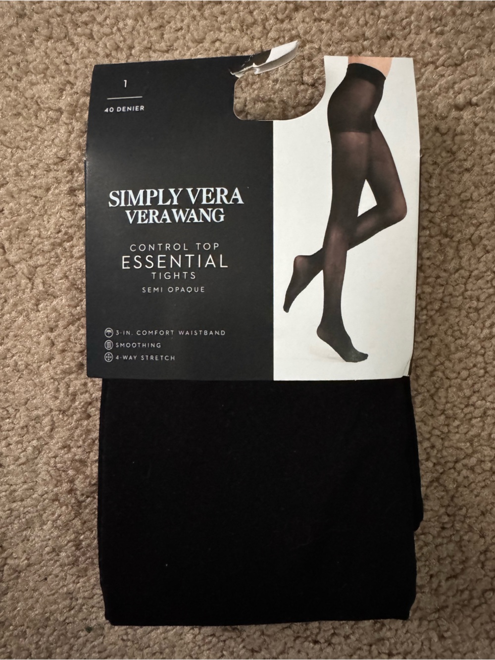 Kohl's Simply Vera Vera Wang Black Control Top Tights